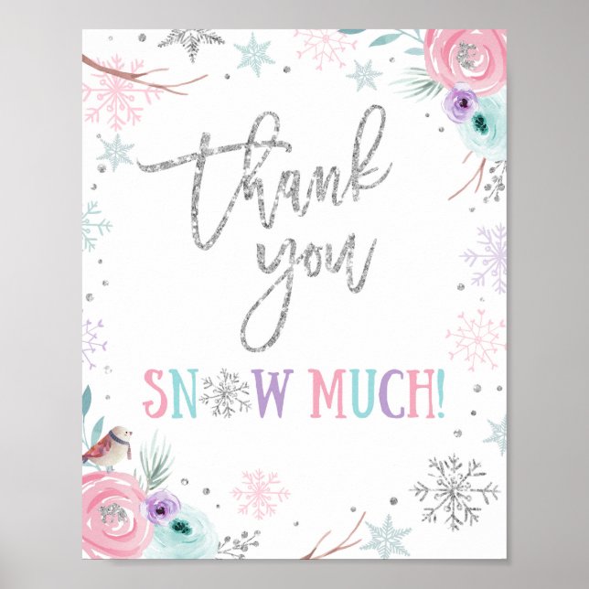 Poster Merci Neige beaucoup Hiver Anniversaire (Devant)