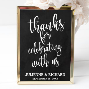 Poster Merci Panneau Mariage Ardoise 13x19