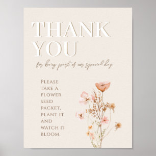 Poster Merci pour Baby shower Fleur sauvage