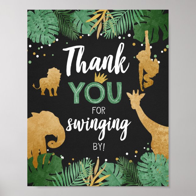 Poster Merci Pour La Balançoire Des Animaux Safari Annive (Devant)