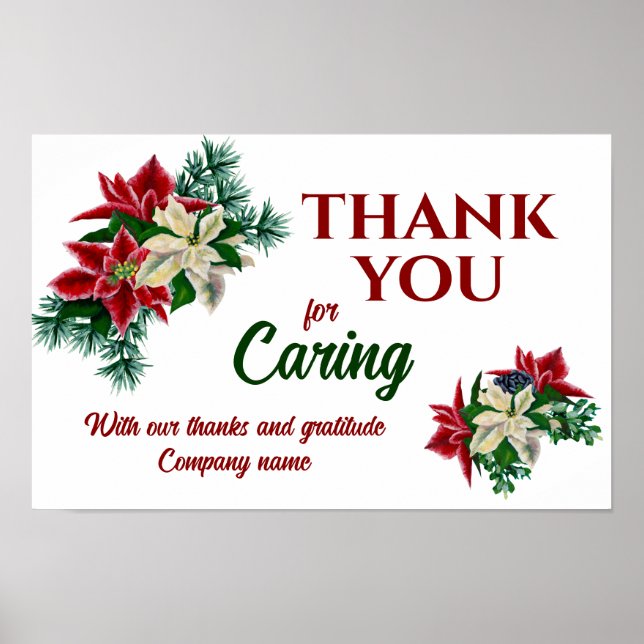 Poster Merci pour le soin Floral Poinsettia (Devant)