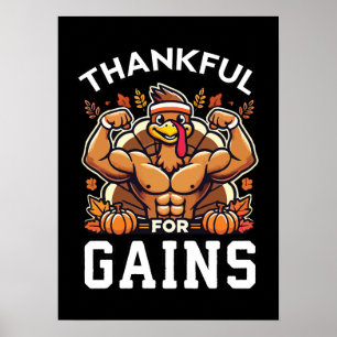 Poster Merci pour les gains - Drôle Gym Thanksgiving