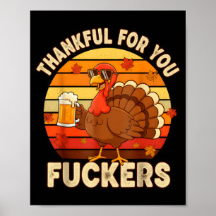 Poster Merci pour vous Forers Thanksgiving Happy Turkey