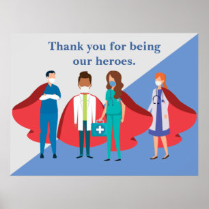 Poster Merci Professionnels de la santé Héros Docteur Inf