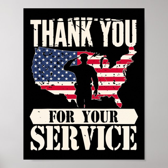 Poster Merci Service vétéran Amérique patriote militaire (Devant)