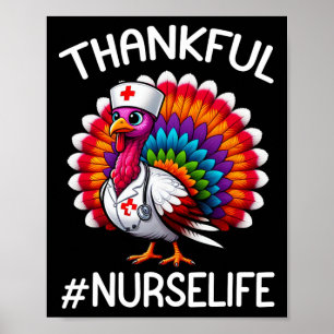 Poster Merci Turquie Infirmière vie mignonne Thanksgiving