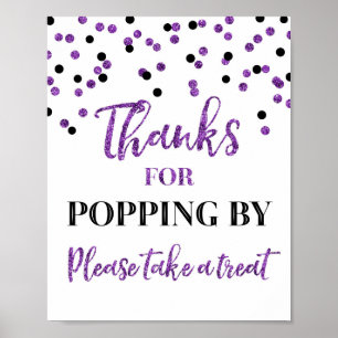 Poster Mercis noirs pourpres de confettis sautant par le