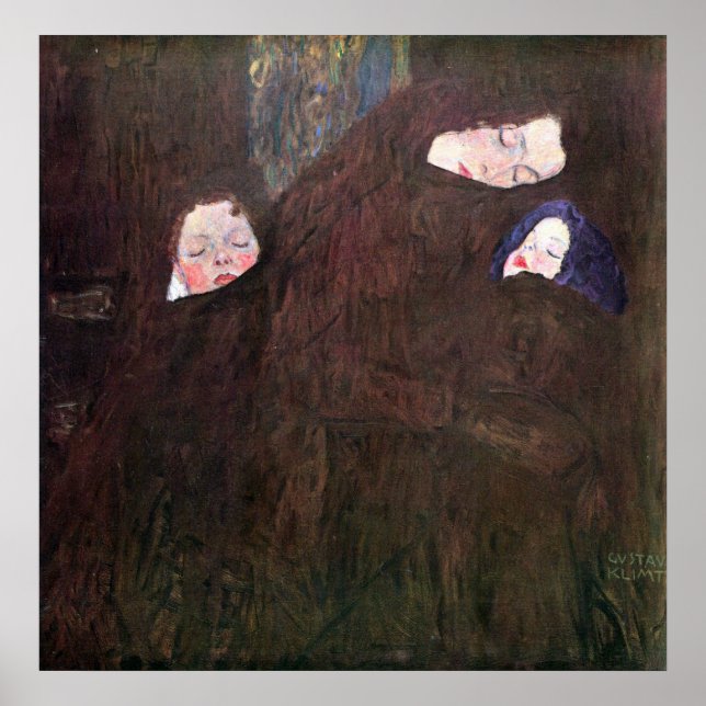 Poster Mère avec enfants par Gustav Klimt (Devant)