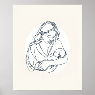 Poster Mère avec nouveau-né bébé - Art en ligne