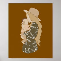 Mère Boho tenant la robe botanique de bébé Art
