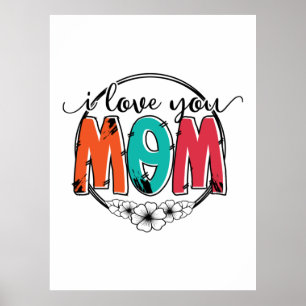 Poster Mère Cadeau Je t'aime Mère