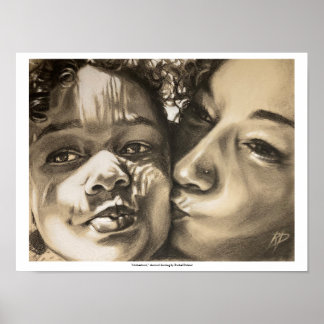 Poster Mère - dessin au charbon de bois de Rachel Dolezal