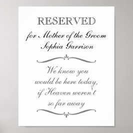 Poster Mère du Mariage de réserve commémoratif Groom