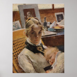 Poster Mère et enfant, Carl Larsson