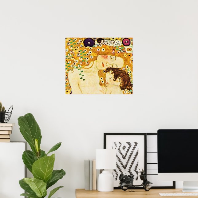 Poster Mère et enfant par Gustav Klimt (Bureau à domicile)