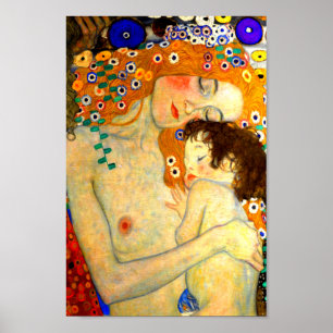 Poster Mère et enfant par Gustav Klimt Art Nouveau