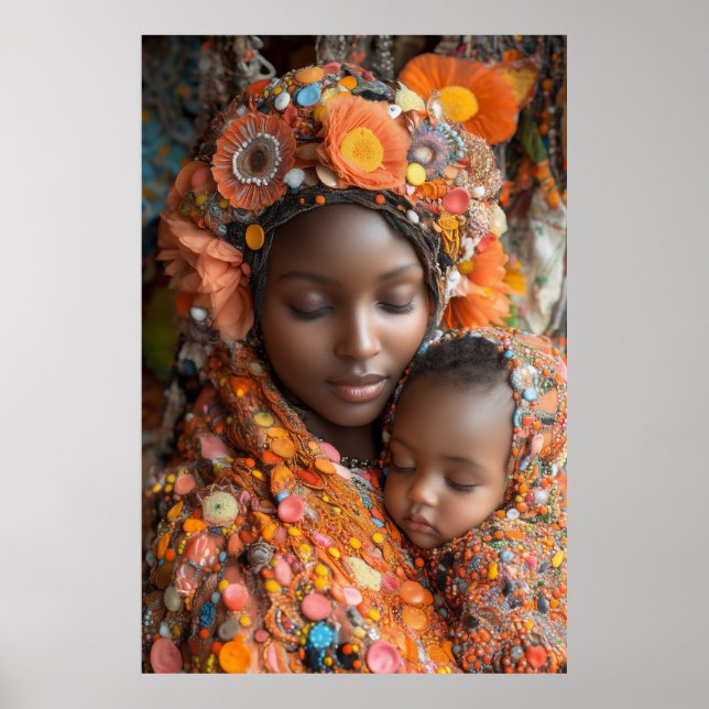 Poster Mère Ethérée Enfant Vibrant Traditionnel Attique (Devant)
