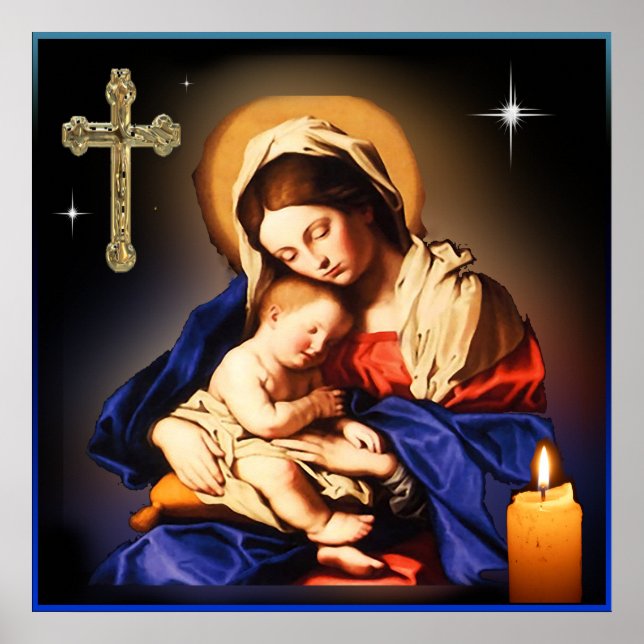 Poster Mère Marie et bébé Jésus (Devant)