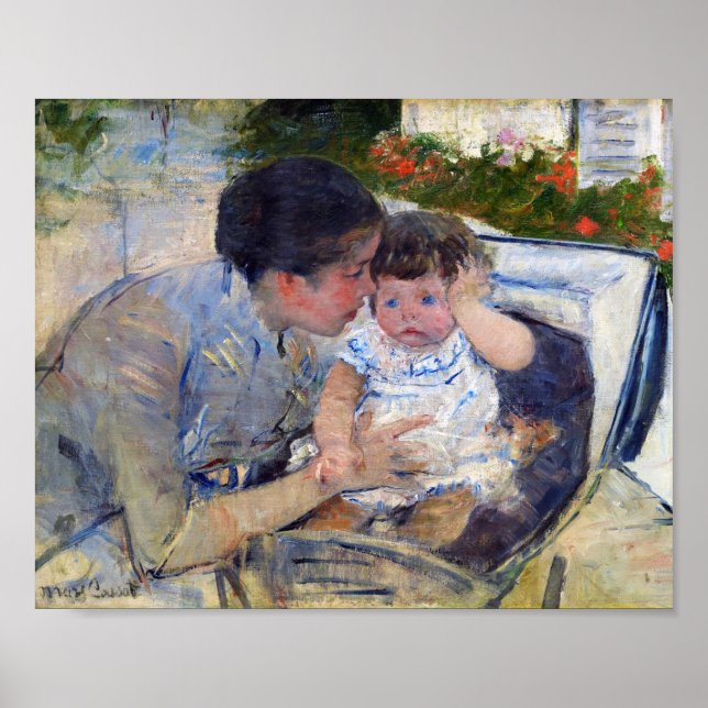 Poster Mère pour réconforter le bébé, Mary Cassatt (Devant)