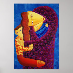 Poster Mère tenant ses deux fils