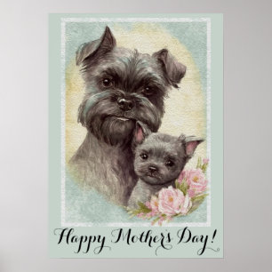 Poster Mères jour Cute Affenpinscher Chien Maman