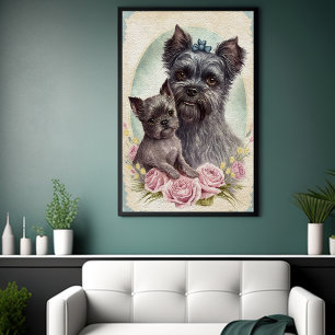Poster Mères jour Cute Affenpinscher Chien Maman