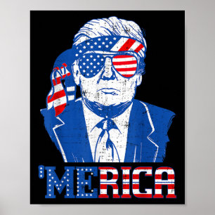 Poster Merica Donald Trump - Drôle Trump 4 juillet Amer
