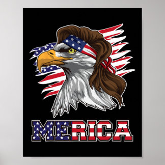 Poster Merica Shirt American Byld Eagle Mullet Étoiles Et
