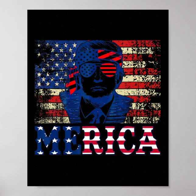 Poster Merica Shirts Quatrième 4 juillet Trump American F (Devant)