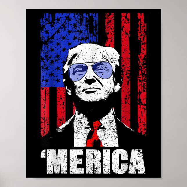 Poster Merica Trump 4 juillet heureux Trump Drapeau améri (Devant)