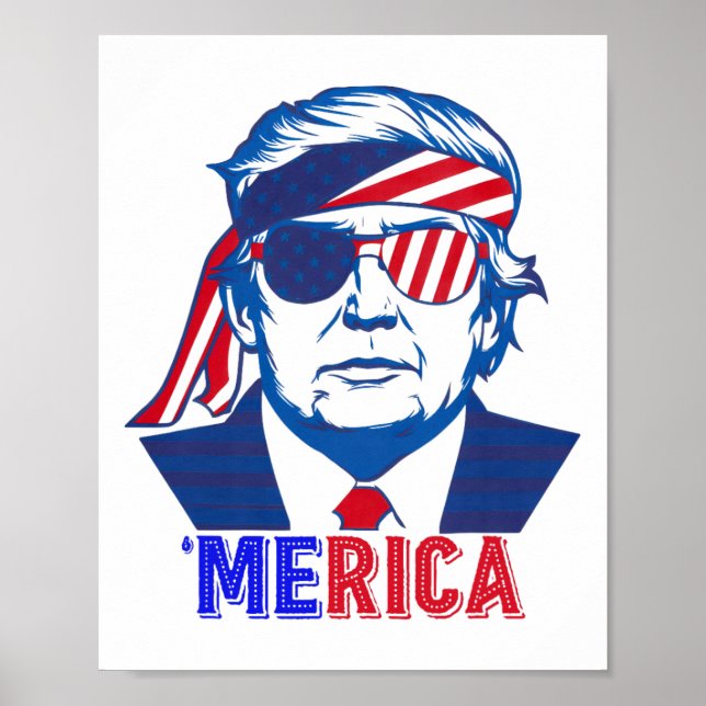 Poster Merica Trump 4 juillet heureux Trump Drapeau améri (Devant)