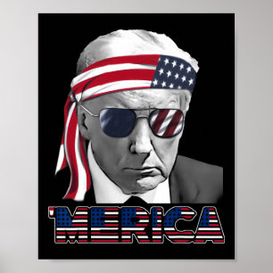 Poster Merica Trump 4 juillet heureux Trump Drapeau améri