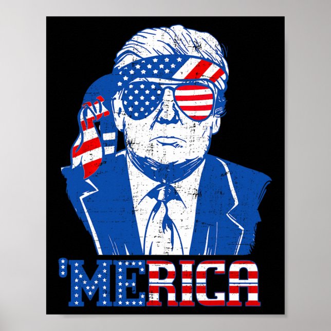 Poster Merica Trump 4 juillet heureux Trump Drapeau améri (Devant)