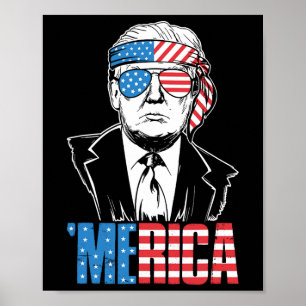 Poster Merica Trump 4 juillet heureux Trump Drapeau améri