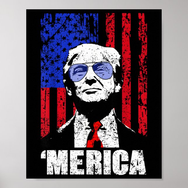 Poster Merica Trump 4 juillet heureux Trump Drapeau améri (Devant)