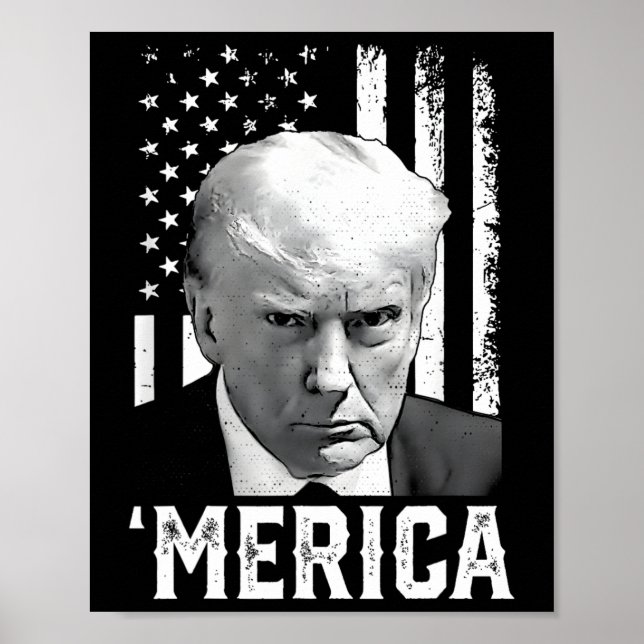 Poster Merica Trump 4 juillet heureux Trump Drapeau améri (Devant)