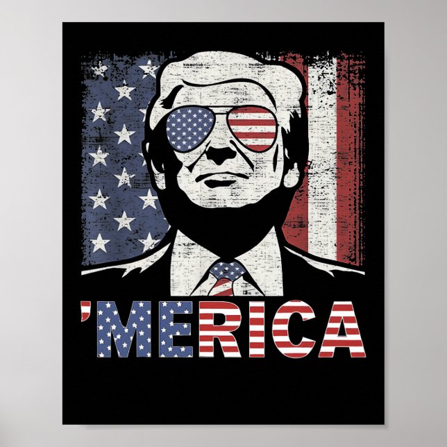Poster Merica Trump 4 juillet heureux Trump Drapeau améri (Devant)