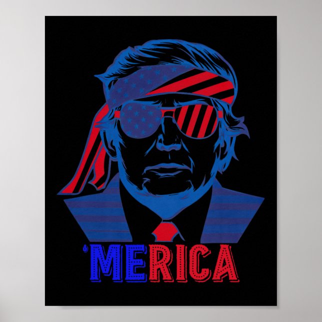 Poster Merica Trump 4 juillet heureux Trump Drapeau améri (Devant)