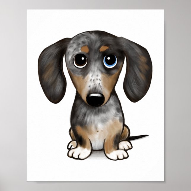 Poster Merle Dapple Dachshund mignon chien Wiener (Devant)