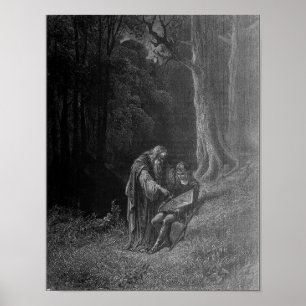 Poster Merlin enseignant le jeune Arthur