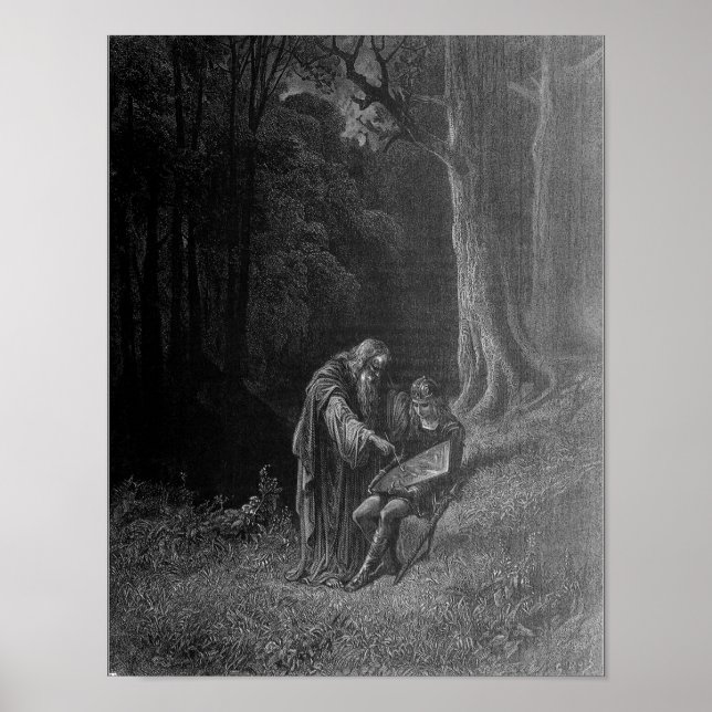 Poster Merlin enseignant le jeune Arthur (Devant)