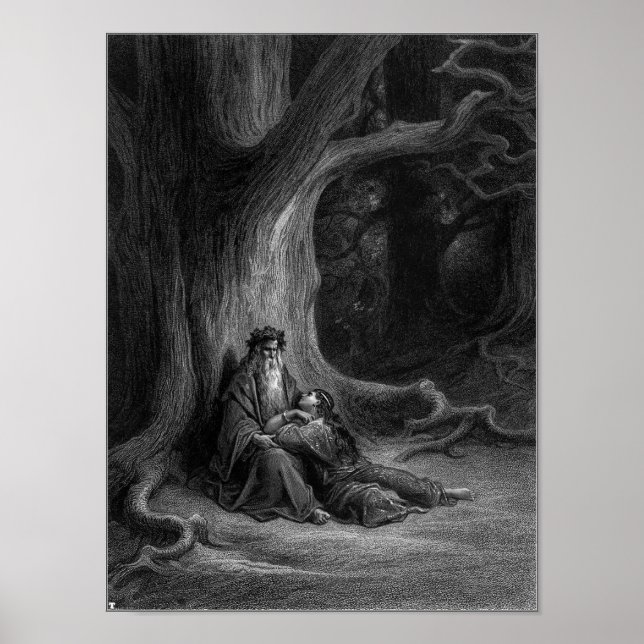 Poster Merlin et Vivien par Gustave Doré 1868 (Devant)