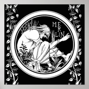 Poster Merlin imaginaire Art Nouveau