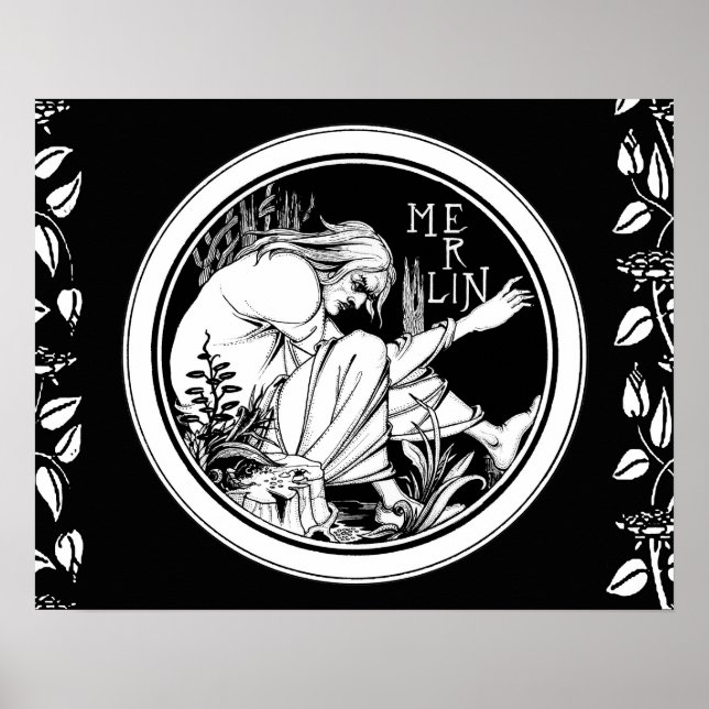 Poster Merlin imaginaire Art Nouveau (Devant)