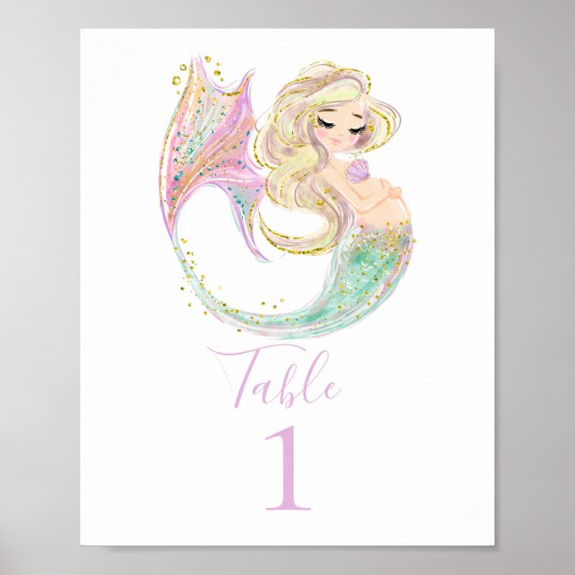 Poster MERMAID BABY SHOWER Mère à être (Devant)