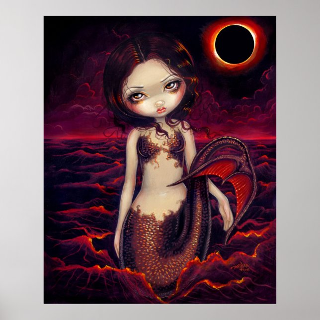 Poster Mermaid Eclipse gothique lune imaginaire Art (Devant)