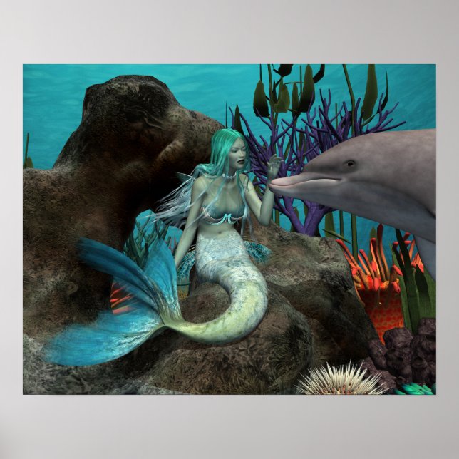 Poster Mermaid et Dolphin (Devant)