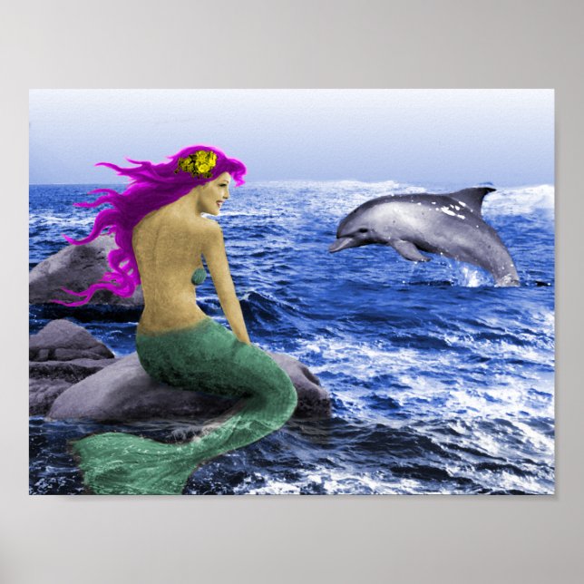 Poster Mermaid et Dolphin (Devant)