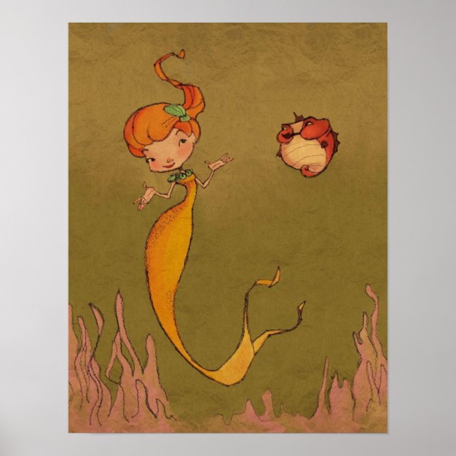 Poster Mermaid et Seahorse (Devant)