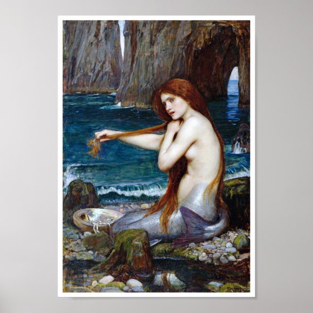 Poster Mermaid, John William Waterhouse (Devant)